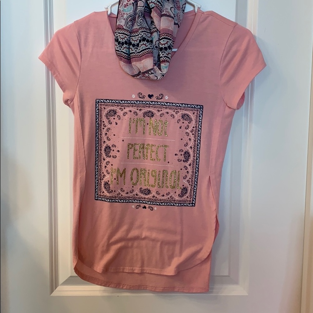 Girls top with attached scarf